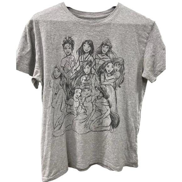 Black and white pencil sketch Disney princess tee unique artsy sz L - Picture 1 of 4
